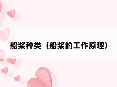 船桨种类(船桨的工作原理)
