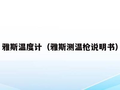 雅斯温度计(雅斯测温枪说明书)
