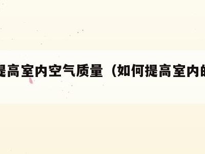 如何提高室内空气质量(如何提高室内的空气品质)