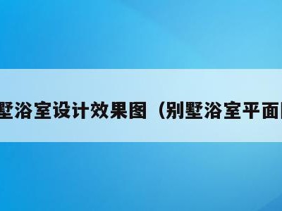 别墅浴室设计效果图(别墅浴室平面图)