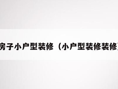 房子小户型装修（小户型装修装修）