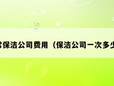 日常保洁公司费用(保洁公司一次多少钱)