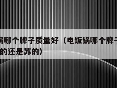 电饭锅哪个牌子质量好(电饭锅哪个牌子质量好?美的还是苏的)