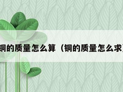 铜的质量怎么算(铜的质量怎么求)