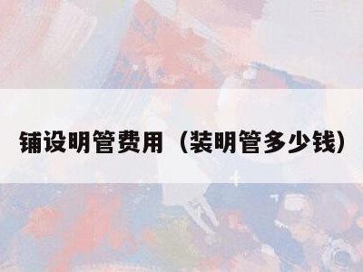 铺设明管费用(装明管多少钱)