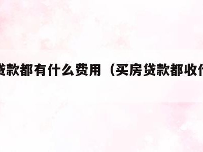 买房贷款都有什么费用（买房贷款都收什么费用）