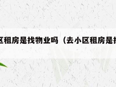 去小区租房是找物业吗(去小区租房是找物业吗)