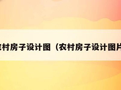 农村房子设计图（农村房子设计图片）