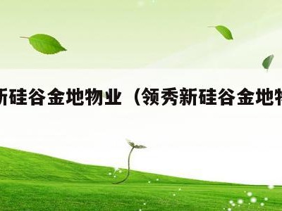 领秀新硅谷金地物业(领秀新硅谷金地物业电话)