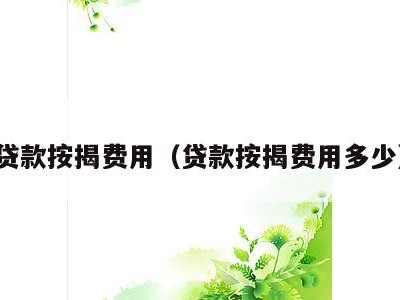 贷款按揭费用（贷款按揭费用多少）