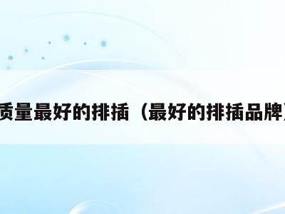 质量最好的排插（最好的排插品牌）