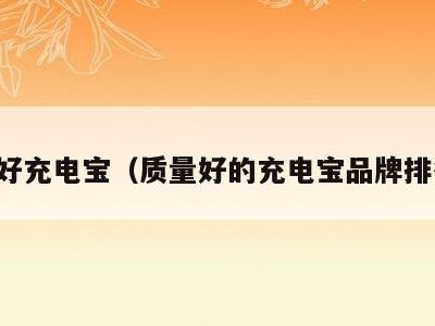 质量好充电宝(质量好的充电宝品牌排行榜)