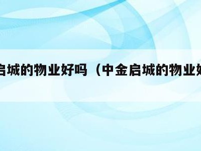 中金启城的物业好吗（中金启城的物业好吗现在）
