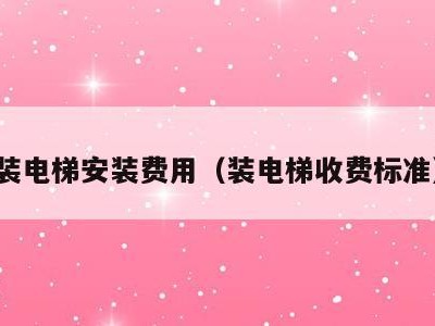 装电梯安装费用(装电梯收费标准)