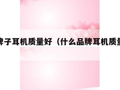 什么牌子耳机质量好（什么品牌耳机质量最好）