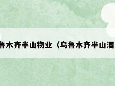 乌鲁木齐半山物业(乌鲁木齐半山酒店)