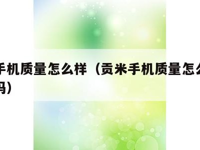 贡米手机质量怎么样（贡米手机质量怎么样值得买吗）