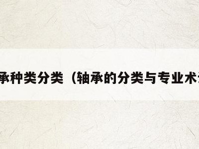 轴承种类分类（轴承的分类与专业术语）