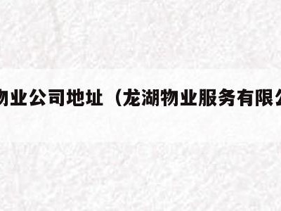 龙湖物业公司地址(龙湖物业服务有限公司电话)