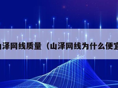 山泽网线质量(山泽网线为什么便宜)