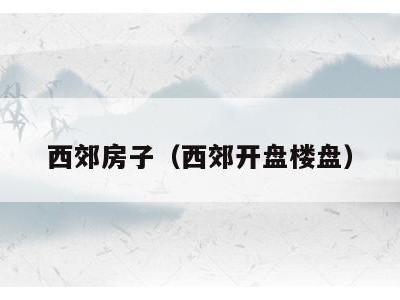 西郊房子（西郊开盘楼盘）