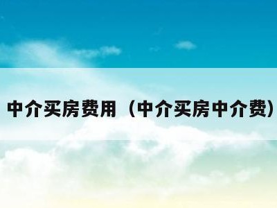 中介买房费用(中介买房中介费)