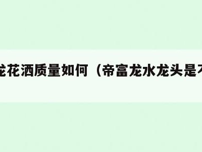 帝富龙花洒质量如何(帝富龙水龙头是不是品牌)