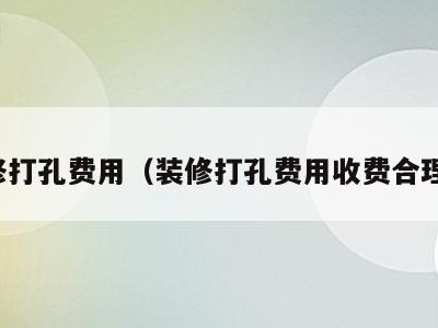 装修打孔费用（装修打孔费用收费合理吗）
