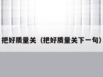 把好质量关(把好质量关下一句)