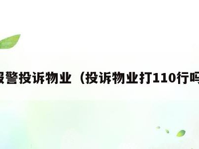 报警投诉物业（投诉物业打110行吗）
