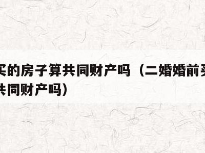 婚前买的房子算共同财产吗(二婚婚前买的房子算共同财产吗)