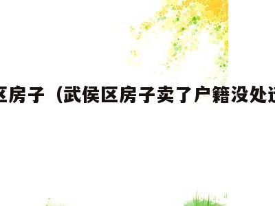 武侯区房子(武侯区房子卖了户籍没处迁怎么办)