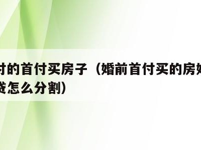 婚前付的首付买房子(婚前首付买的房婚后一起还贷怎么分割)
