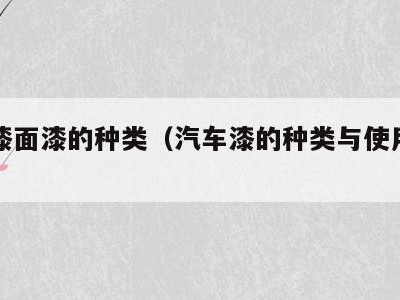 汽车漆面漆的种类(汽车漆的种类与使用方法)