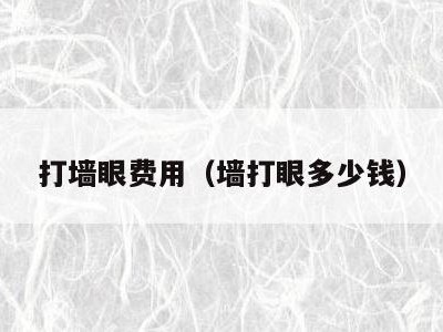 打墙眼费用(墙打眼多少钱)
