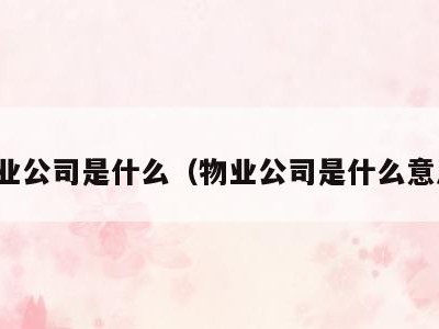 物业公司是什么(物业公司是什么意思)