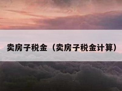卖房子税金(卖房子税金计算)