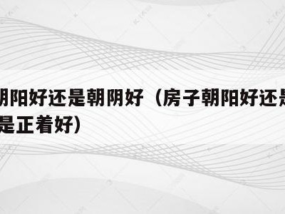 房子朝阳好还是朝阴好(房子朝阳好还是朝阴好,还是正着好)