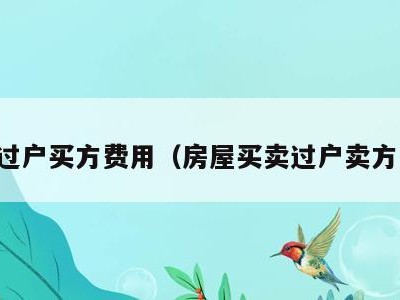 房子过户买方费用(房屋买卖过户卖方费用)