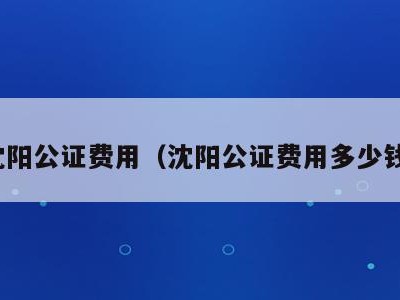 沈阳公证费用（沈阳公证费用多少钱）