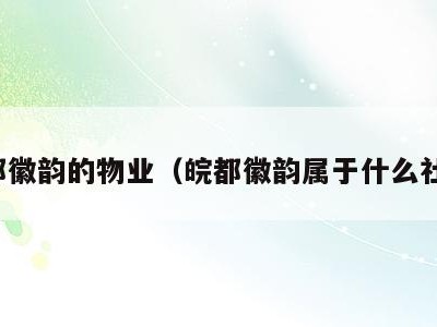 皖都徽韵的物业(皖都徽韵属于什么社区)