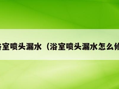 浴室喷头漏水(浴室喷头漏水怎么修)