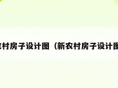 新农村房子设计图（新农村房子设计图片）