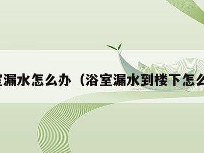 浴室漏水怎么办（浴室漏水到楼下怎么办）