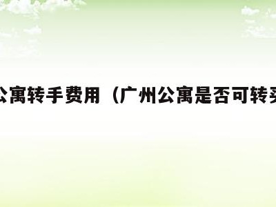 广州公寓转手费用(广州公寓是否可转买卖给个人)