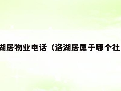 洛湖居物业电话（洛湖居属于哪个社区）