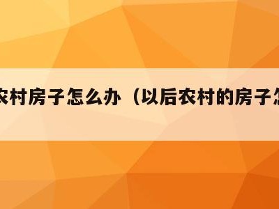 以后农村房子怎么办(以后农村的房子怎么办)