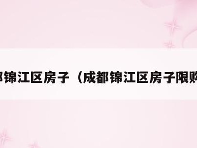 成都锦江区房子(成都锦江区房子限购吗)