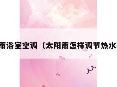 太阳雨浴室空调（太阳雨怎样调节热水视频）