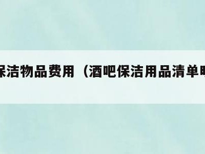 酒吧保洁物品费用(酒吧保洁用品清单明细表)